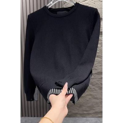 2025秋冬新款假两件毛衣针织衫男