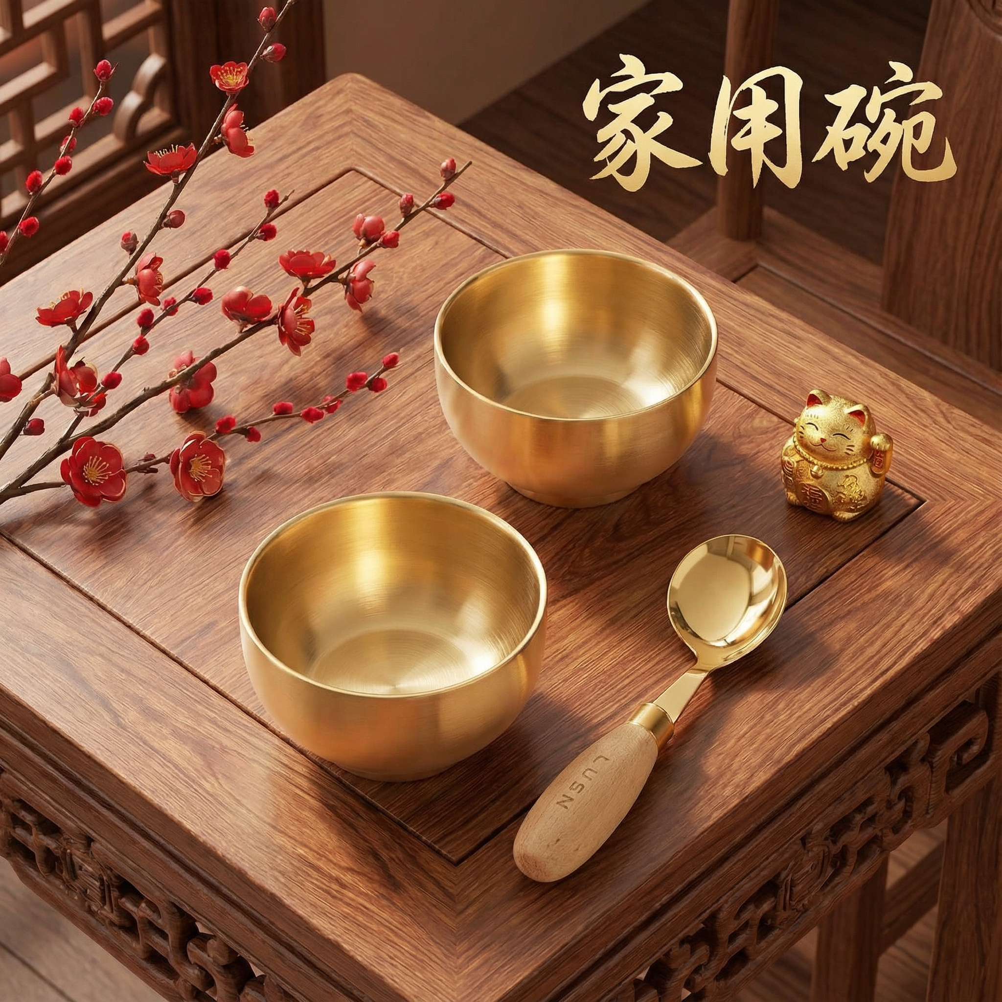 马年小“金”碗进食勺子宝宝学吃饭儿童不锈钢辅食碗餐具,餐饮具,碗,淘宝优惠券,粉丝福利购,淘宝优惠卷