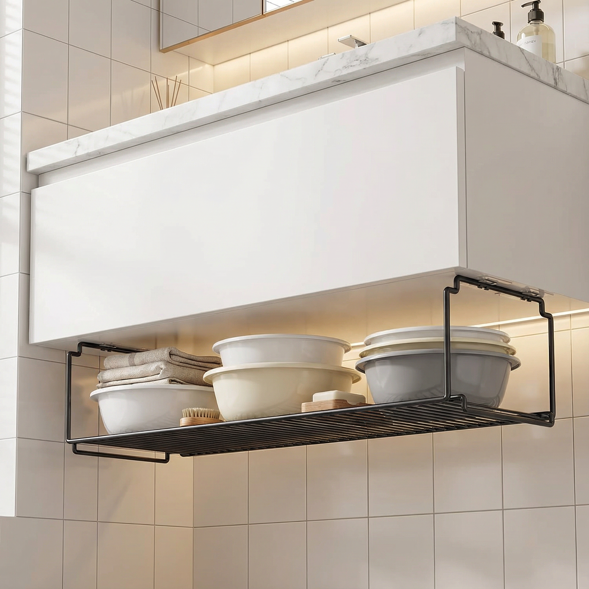 脸盆收纳架浴室柜下悬挂卫生间厨房盆子挂架洗手池下方置物盆,家庭/个人清洁工具,脸盆架,淘宝优惠券,粉丝福利购,淘宝优惠卷