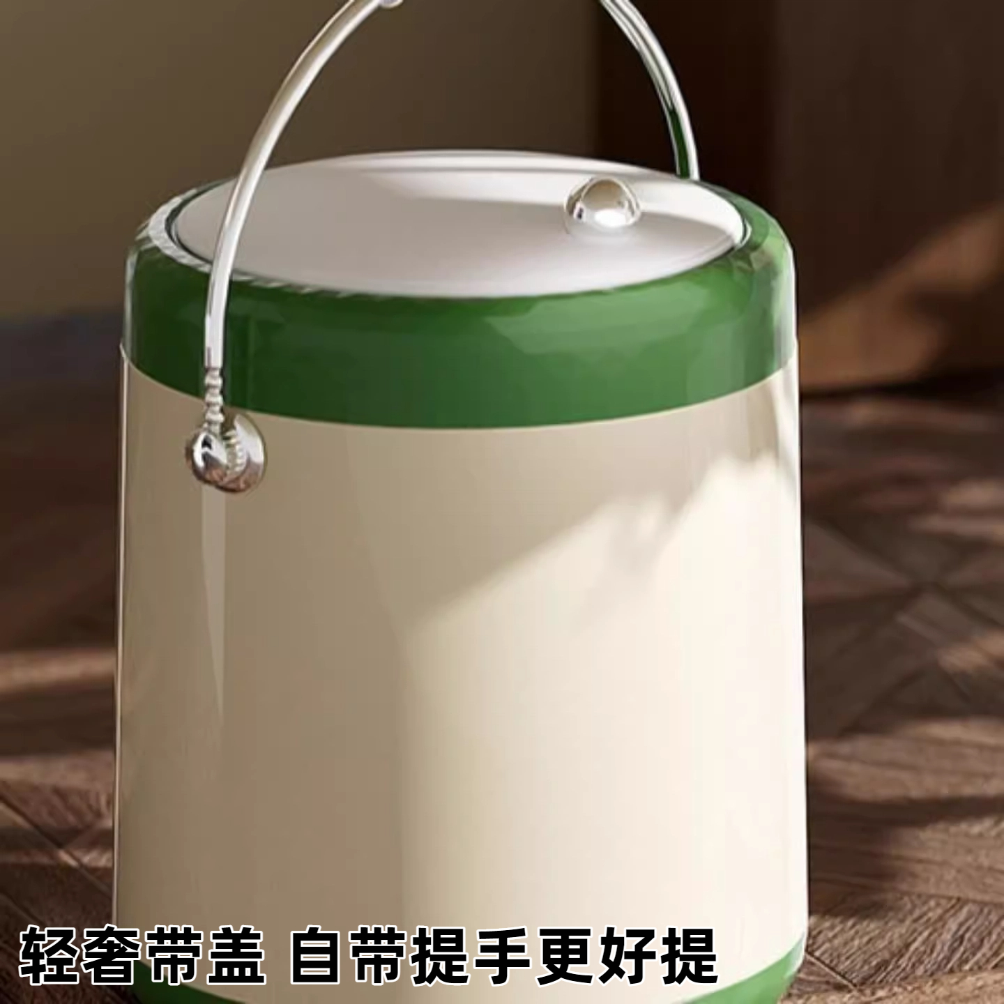 中古风复古美式手提垃圾桶带盖