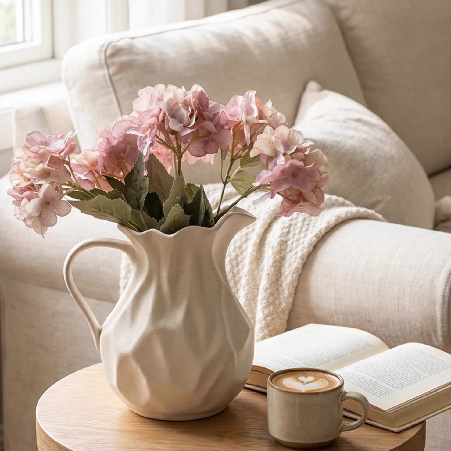 新款提壶小花插简约陶瓷花瓶浇水