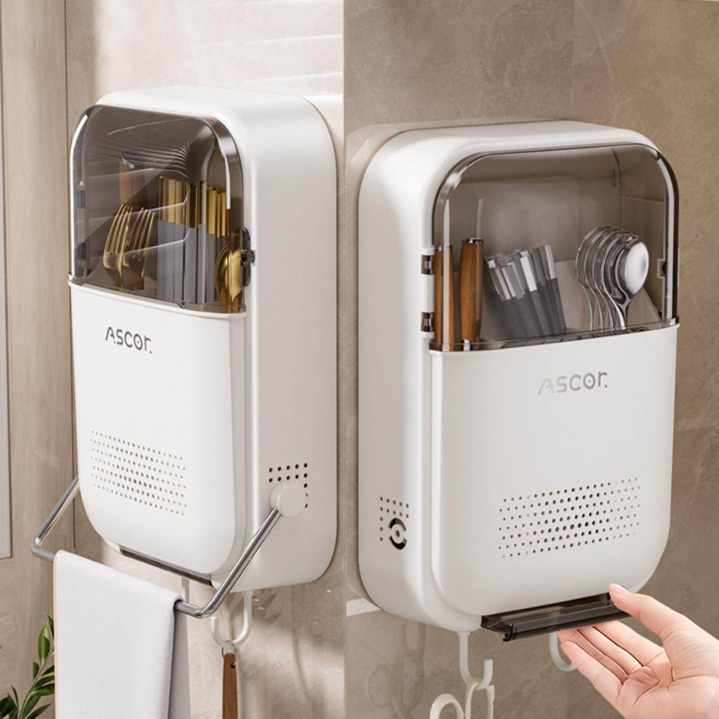 壁挂式筷子收纳盒筷子筒沥水防霉挂墙筷笼桶放勺子筷子收纳置物架,餐饮具,筷子盒,淘宝优惠券,粉丝福利购,淘宝优惠卷