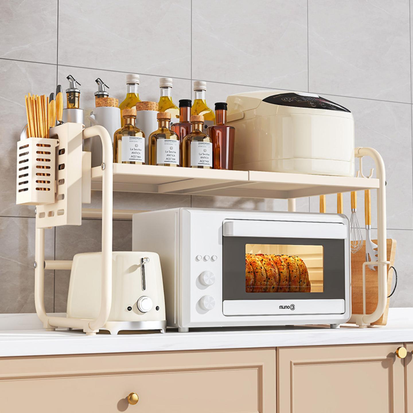 可伸缩厨房置物架微波炉烤箱架子