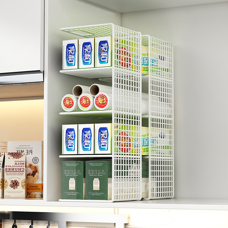 保鲜膜收纳架橱柜分格整理置物架柜子内厨房用品分层架省空间神器