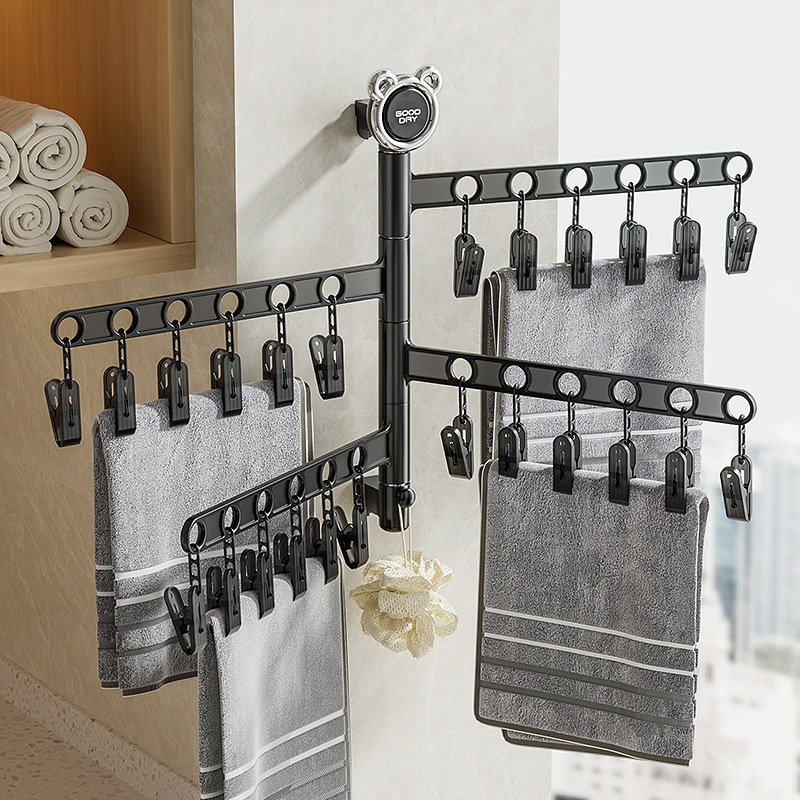 晒袜子神器旋转多功能晾衣架家用阳台防风无痕新款多层带夹子衣架