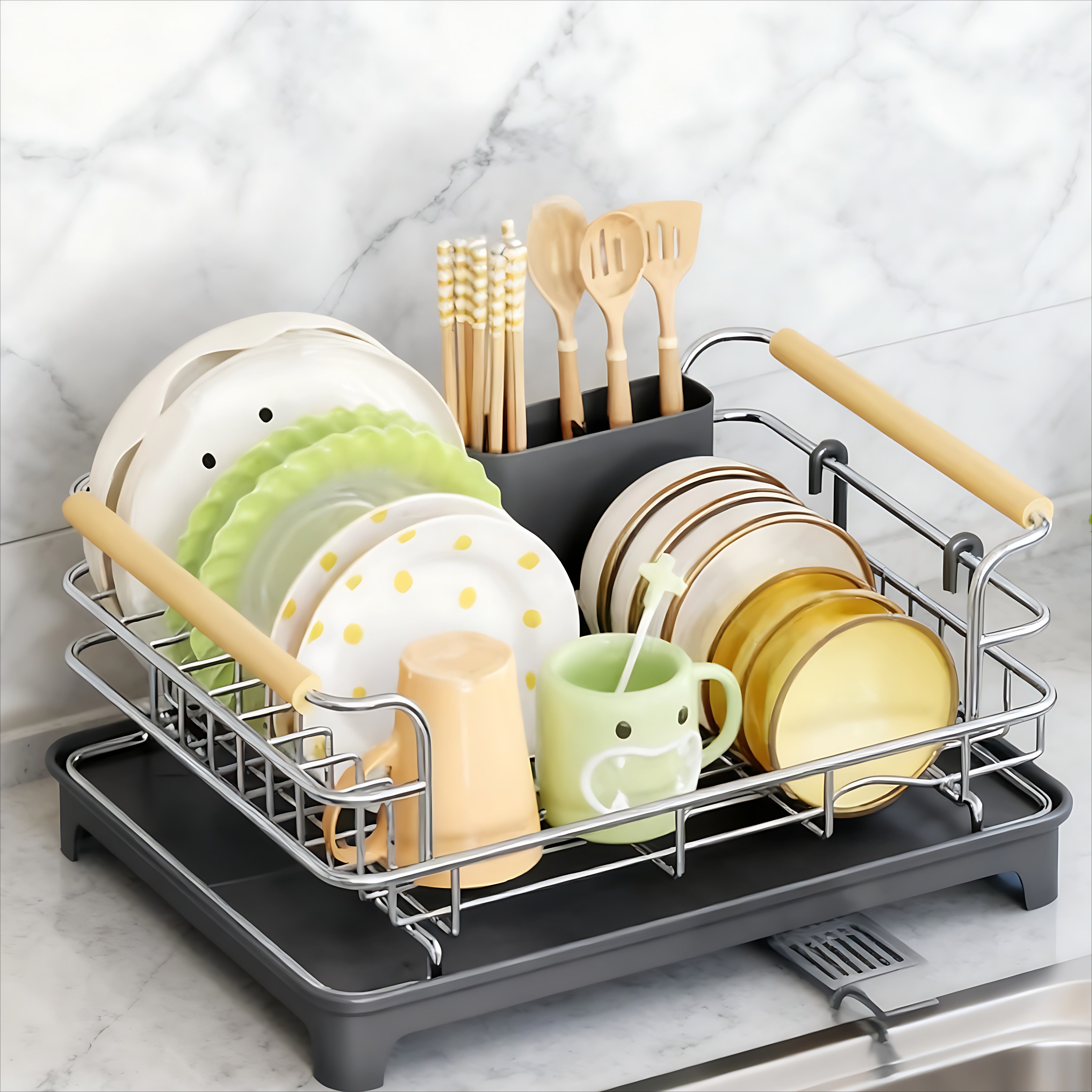 厨房置物架碗碟收纳架单层滤水