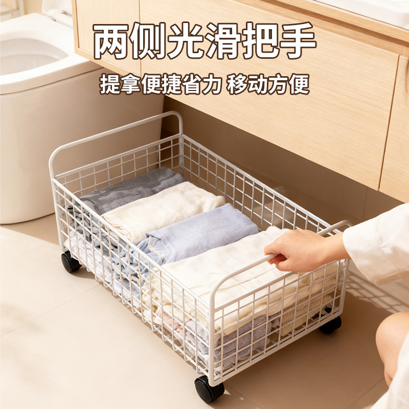 浴室柜下脏衣篓家用带轮洗衣篮子图片