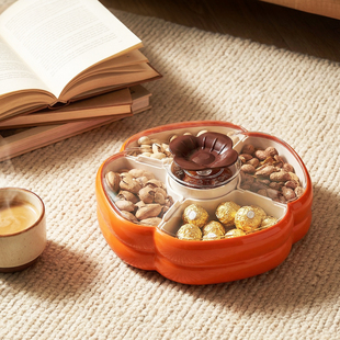 果盘高级感轻奢客厅茶几食品级零食糖果盘分格不串味可拆卸干果盘