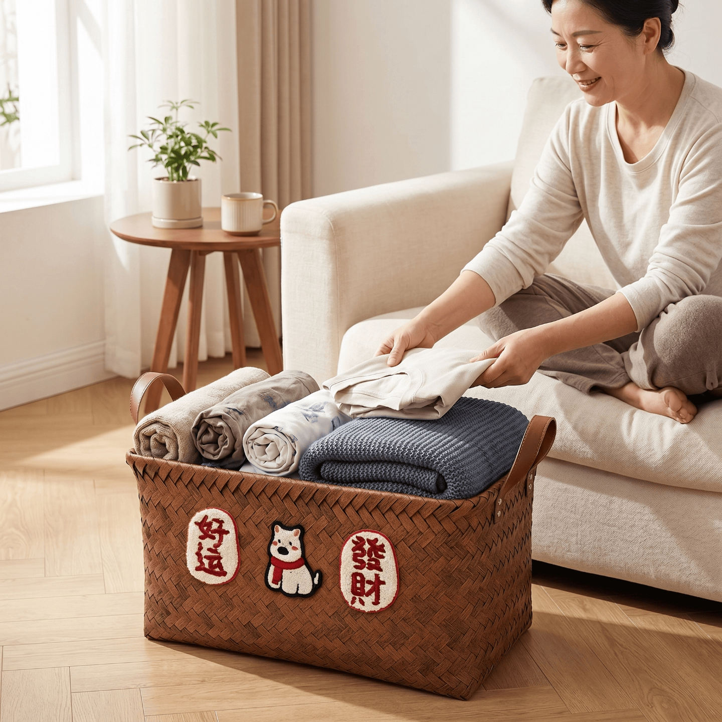 美式收纳筐复古高级感脏衣服筐图片
