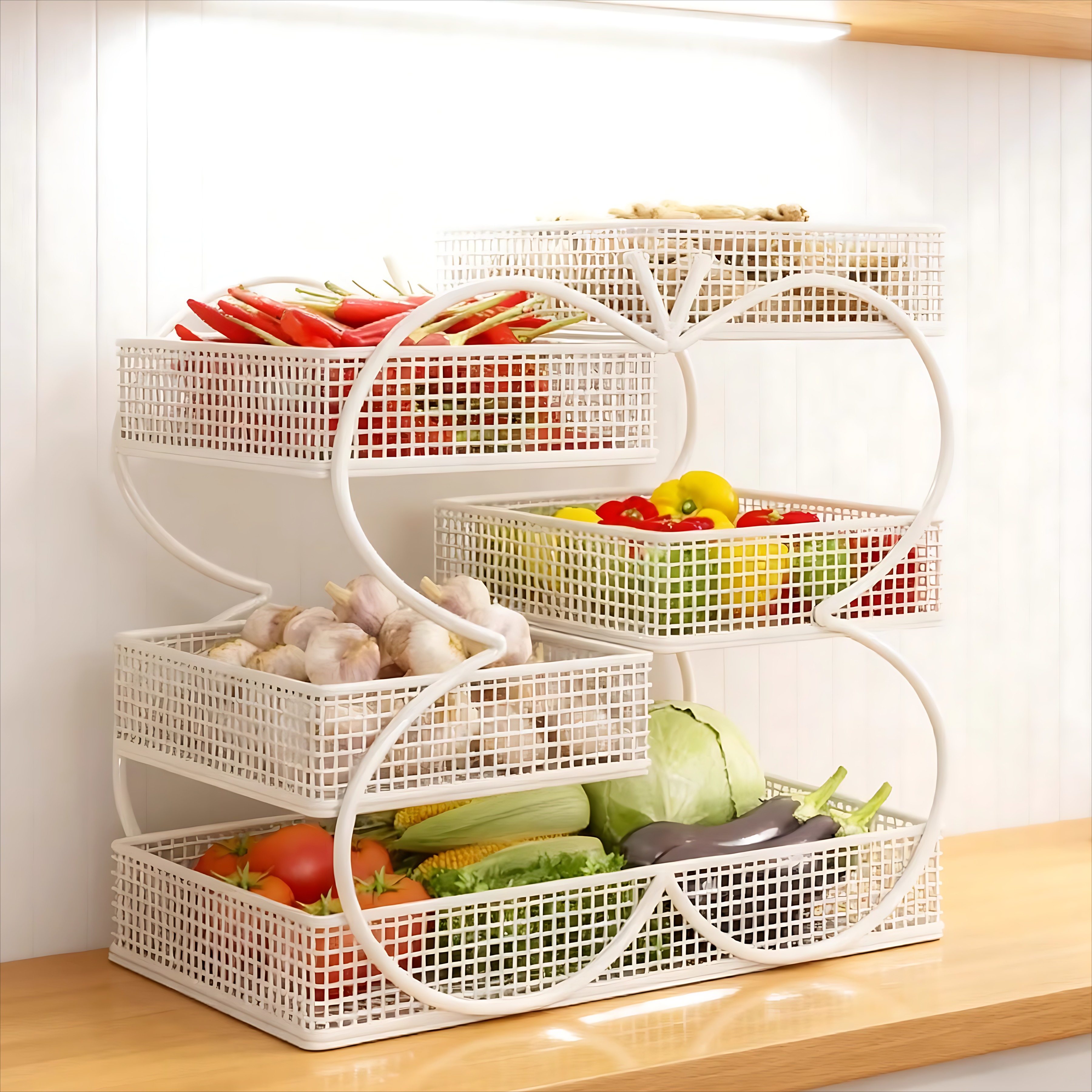 厨房蔬菜置物架台面桌面双层