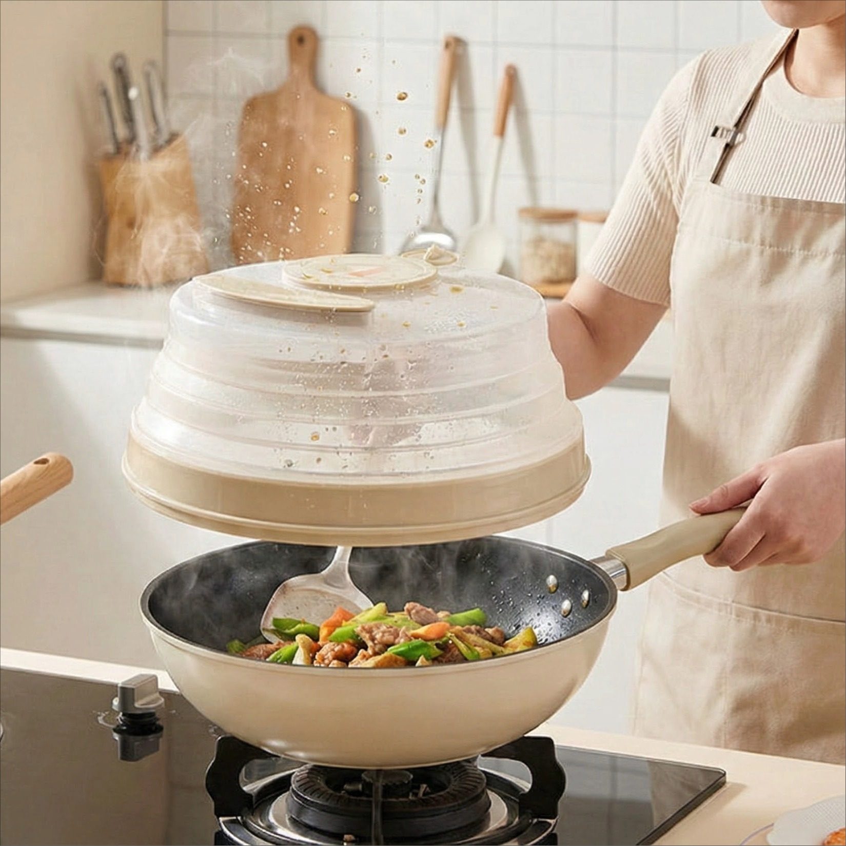 微波炉加热专用盖子耐高温可折叠防溅盖调料款带托盘调料盒多功能