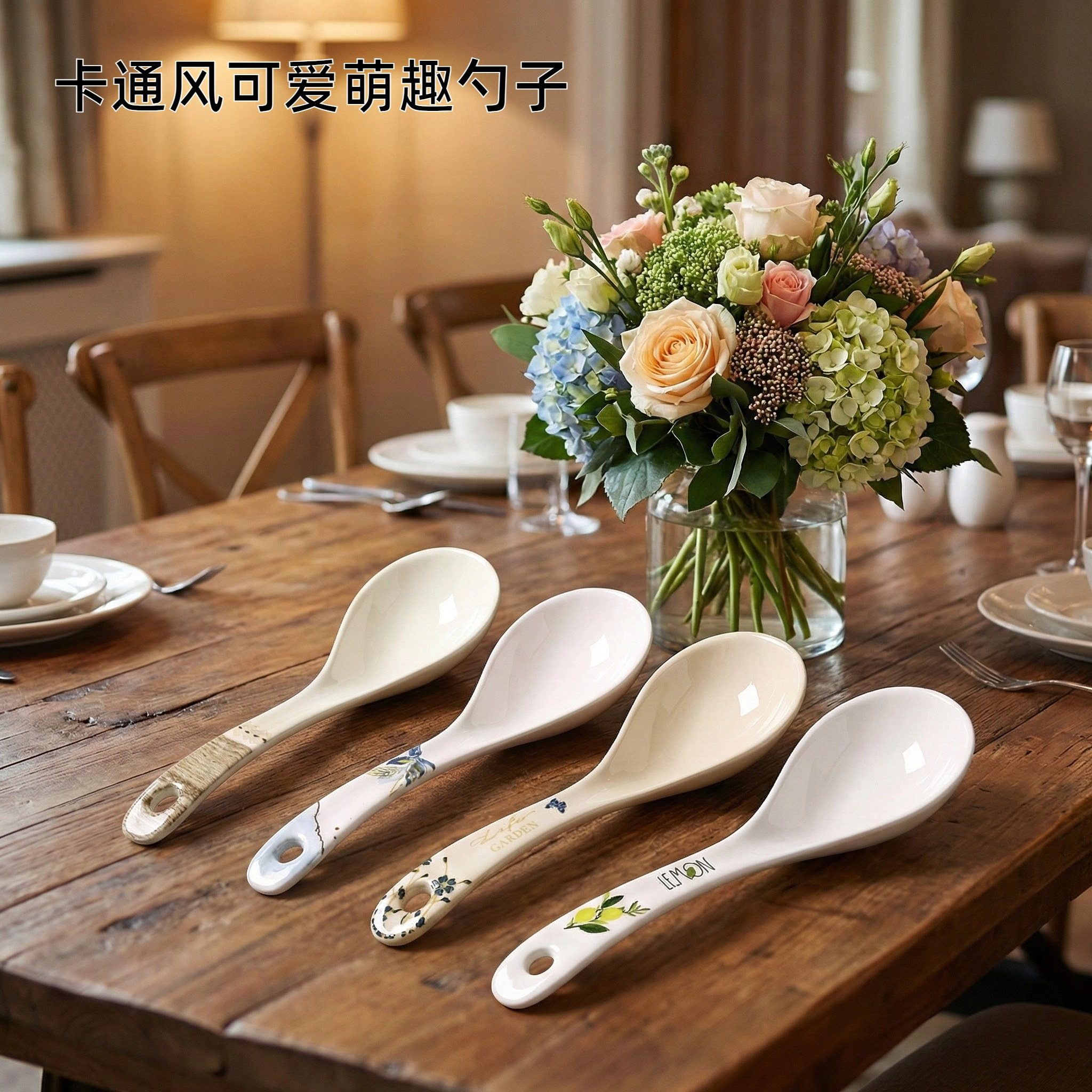 卡通风可爱萌趣印花密胺汤勺家用食品级吃饭勺子创意餐具防烫调羹,厨房/烹饪用具,汤勺,淘宝优惠券,粉丝福利购,淘宝优惠卷