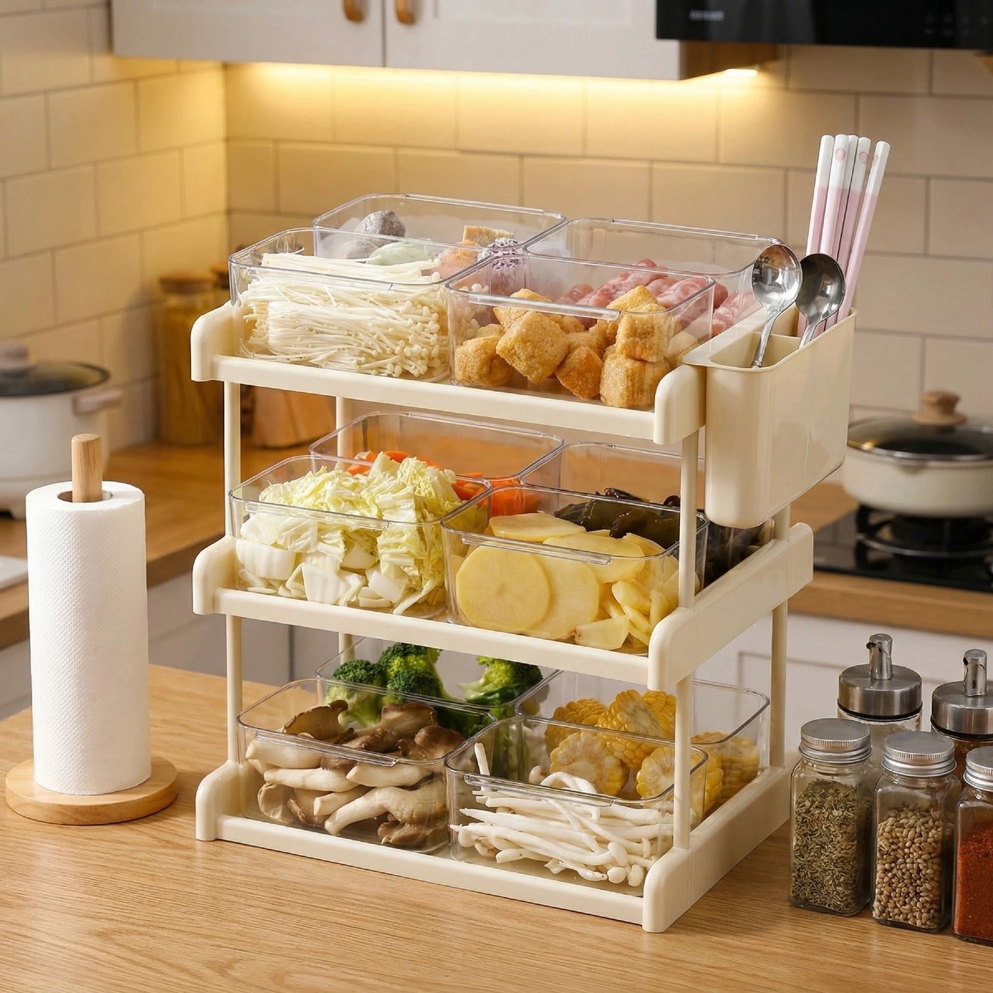 火锅配菜盘家用多层备菜分格盘厨房多功能菜盘子置物架托盘神器,厨房/烹饪用具,配菜/备菜盘,淘宝优惠券,粉丝福利购,淘宝优惠卷