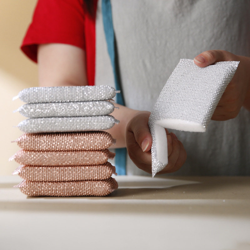 家用清洁块钢丝条纹洗碗块厨房百清洁海绵块双面刷碗布百洁布洗锅