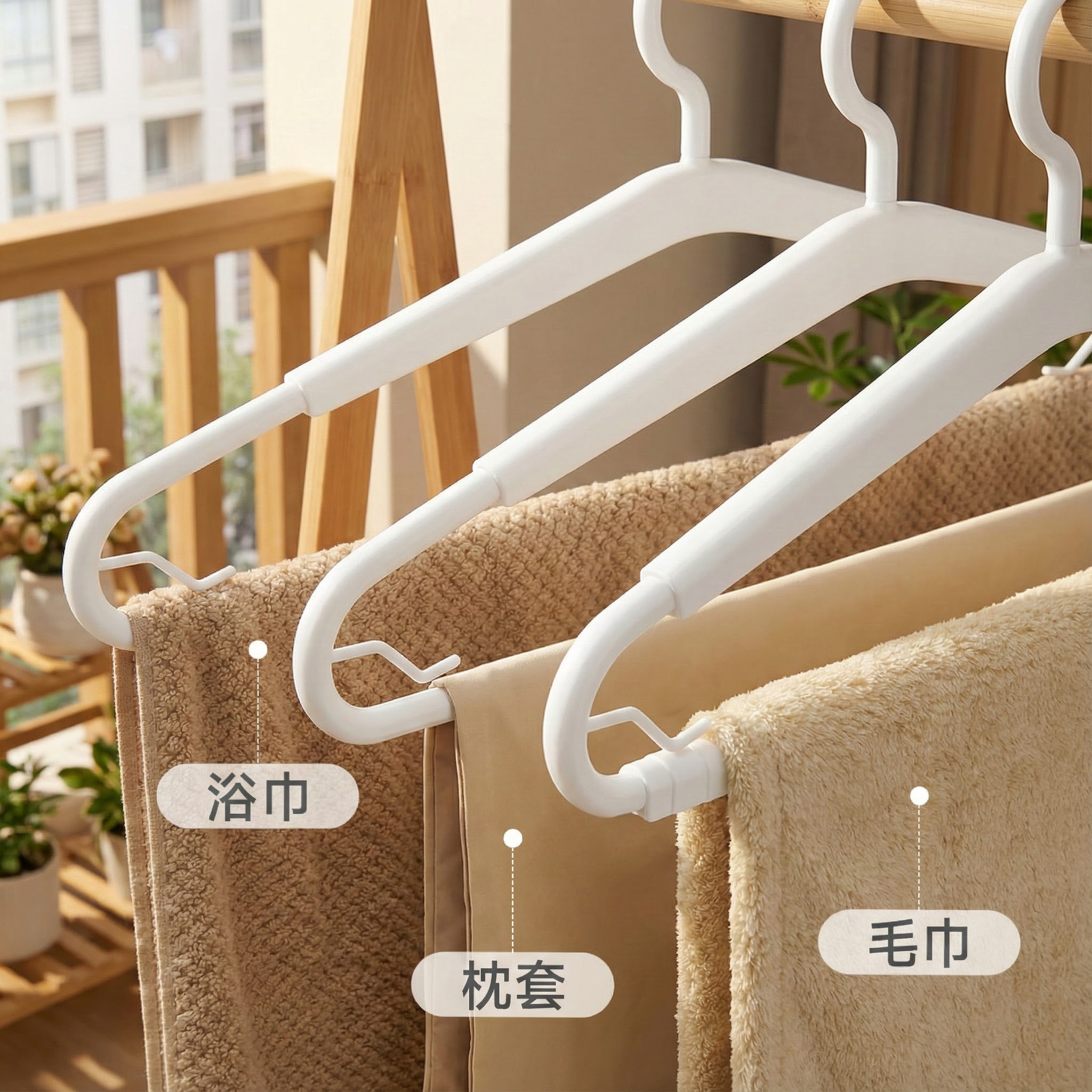 日本可伸缩晾被子浴巾专用痕防滑