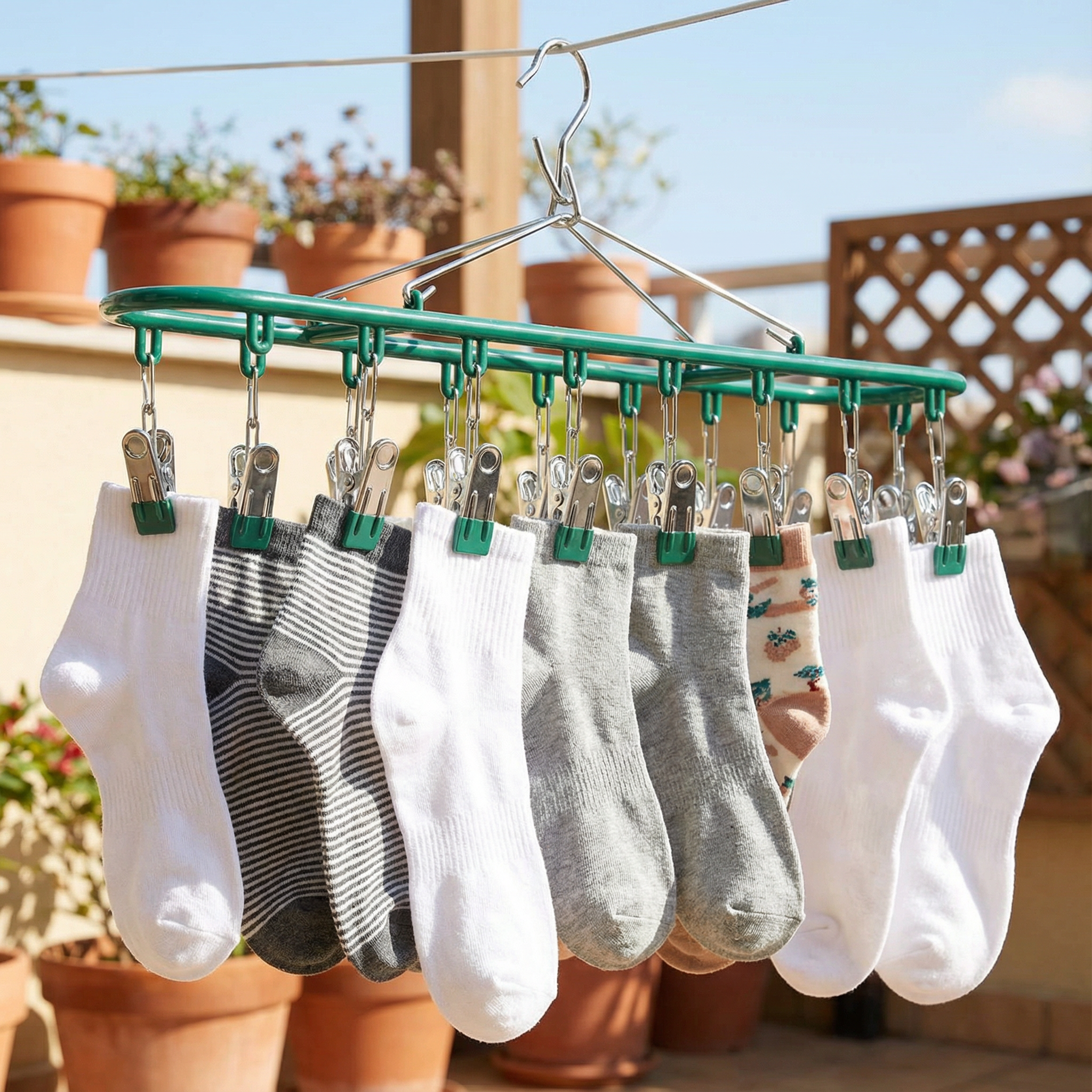 椭圆夹不锈钢袜架多功能晒凉晾