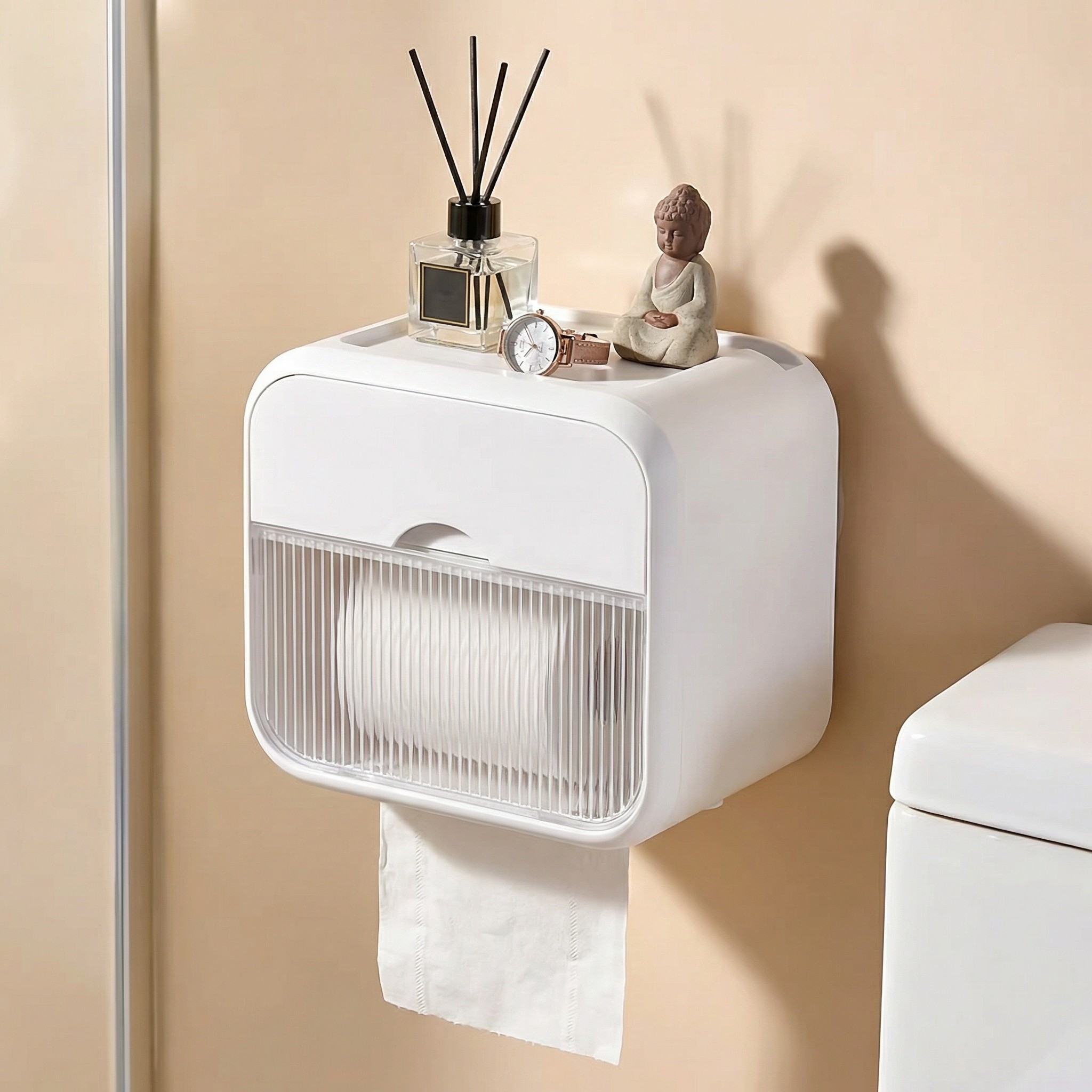 卫生间厕纸盒防水免打孔洗手间卷纸架家用壁挂式手纸筒厕所纸巾盒