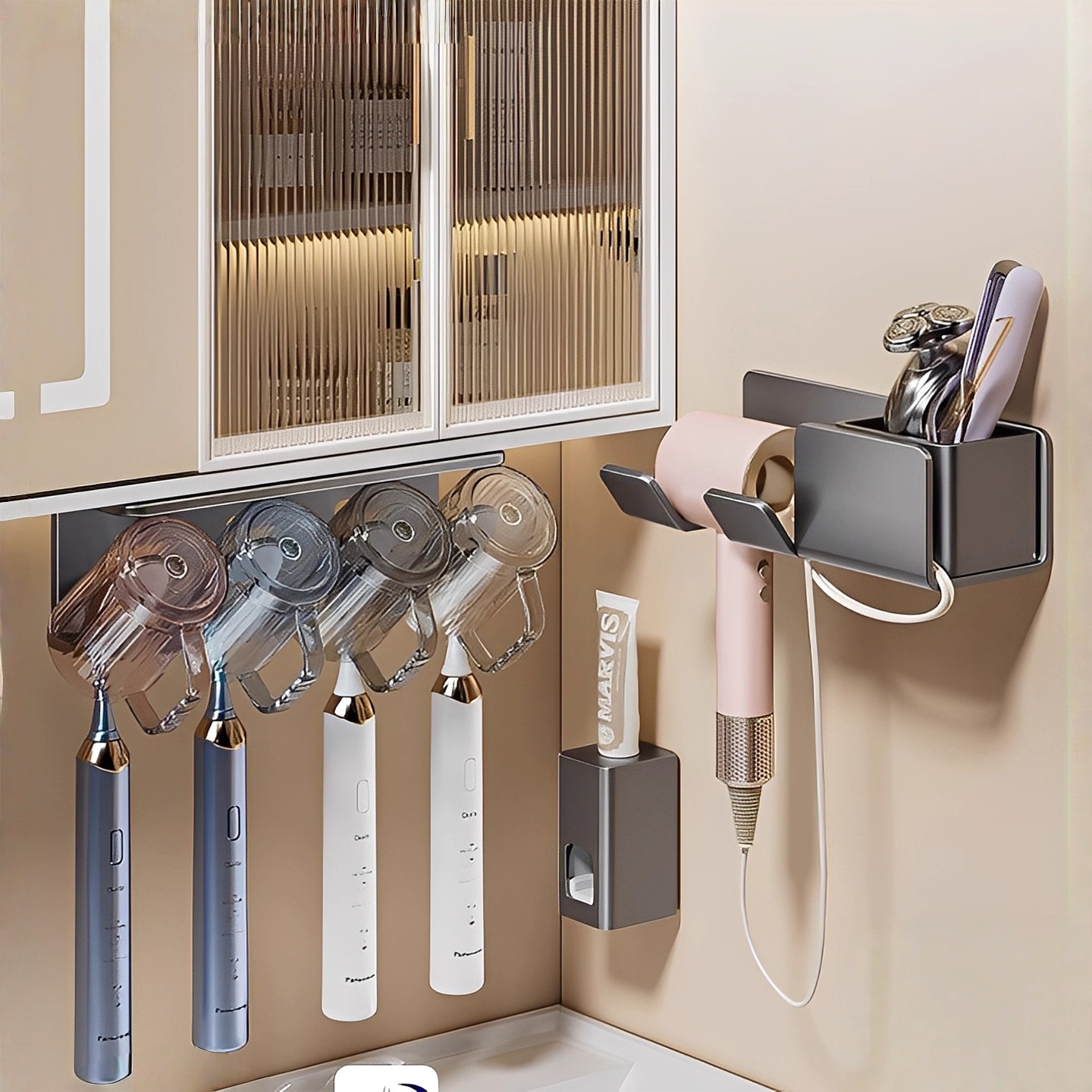 卫生间牙刷架置物架免打孔镜柜