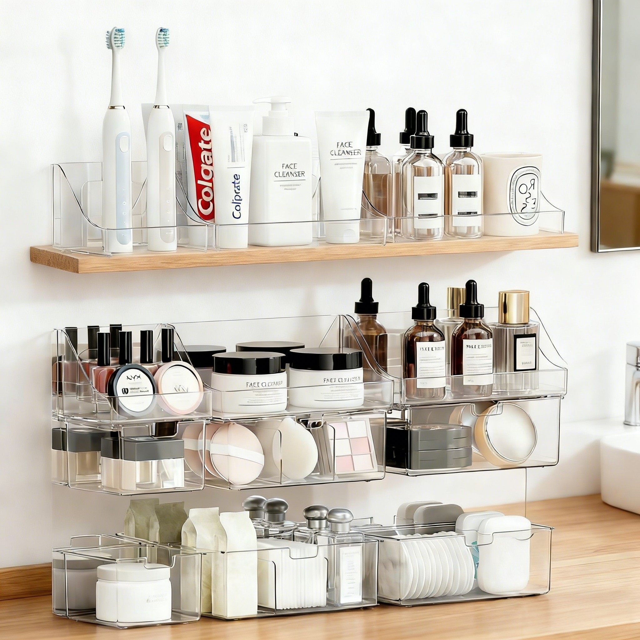 镜柜内收纳盒化妆品口红置物架卫生间抽屉式收纳架面膜分层隔板,收纳整理,桌面收纳盒,淘宝优惠券,粉丝福利购,淘宝优惠卷