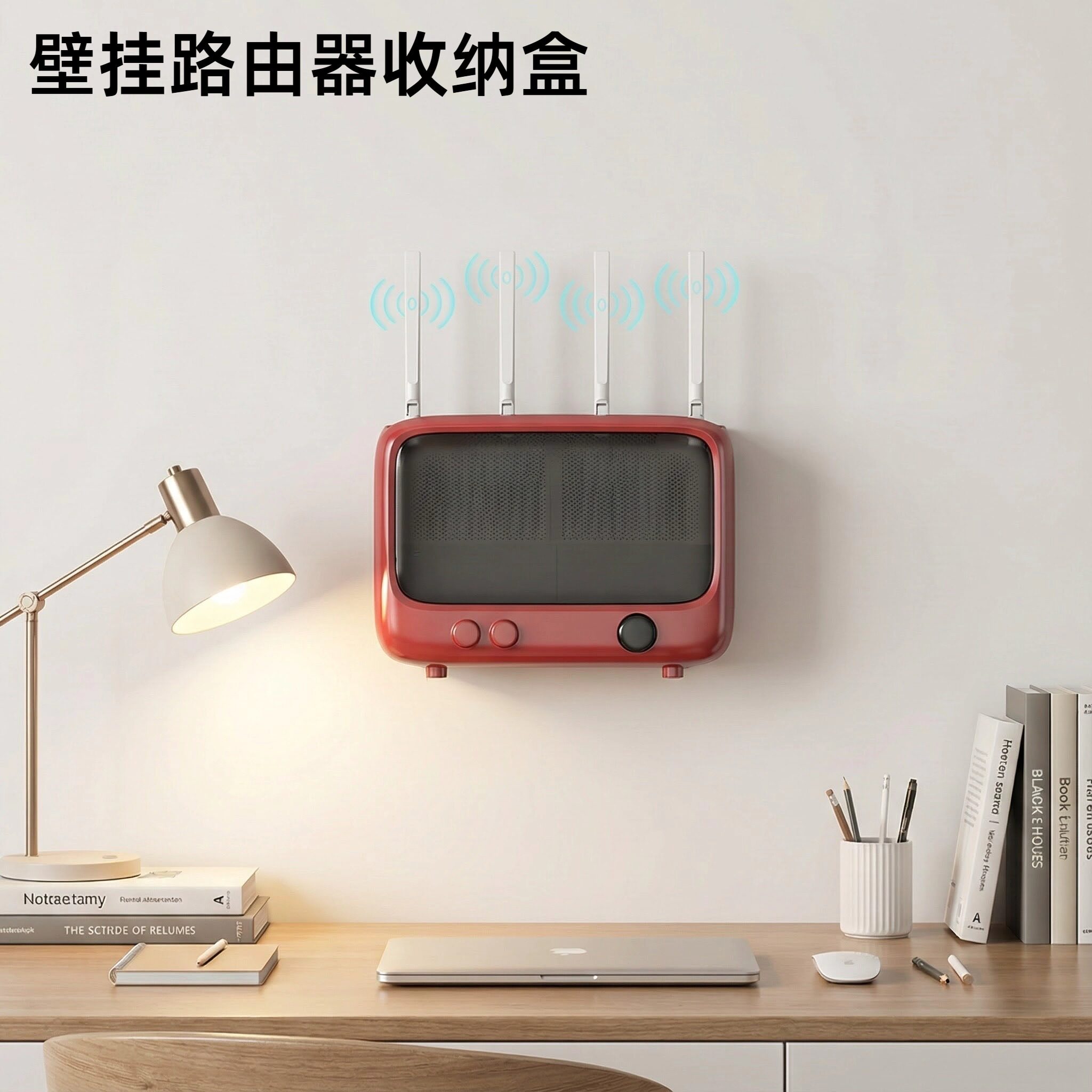 壁式收纳盒线电视机顶盒路由器置物架免打孔收纳盒子壁挂式