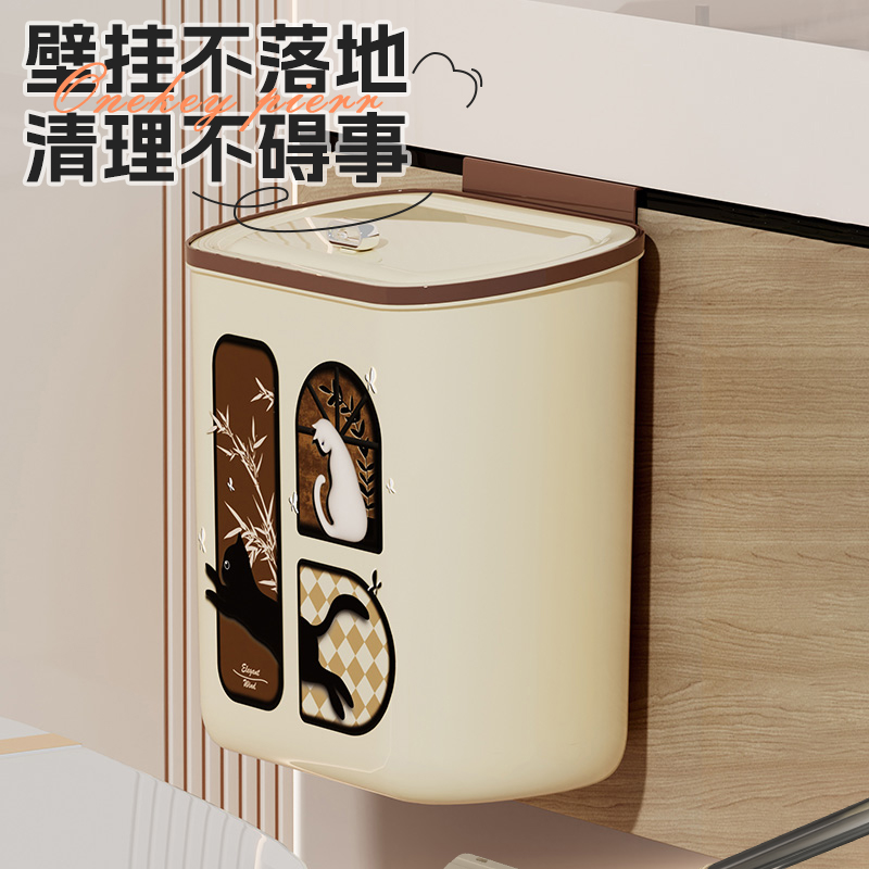 壁挂大容量中古风垃圾桶