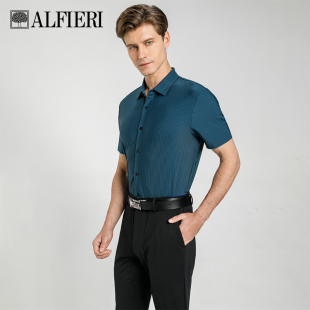 开衫 Alfieri艾法利夏季 上班休闲短袖 简约竖条纹男士 不易皱 新品