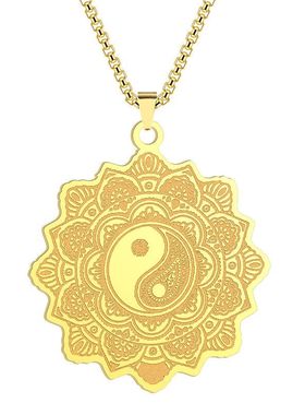 不锈钢生命之花曼陀罗太极项链吊坠 不锈钢瑜伽颈链项链男女