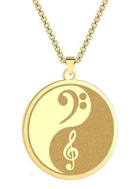 新款阴阳高音谱号和低音谱号吊坠项链太极吊坠礼物音乐家双面饰品