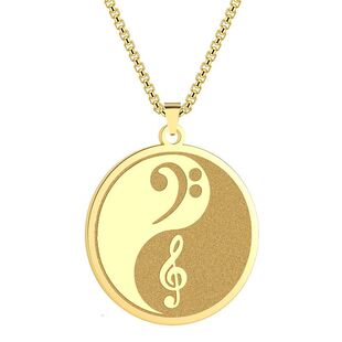 新款阴阳高音谱号和低音谱号吊坠项链太极吊坠礼物音乐家双面饰品