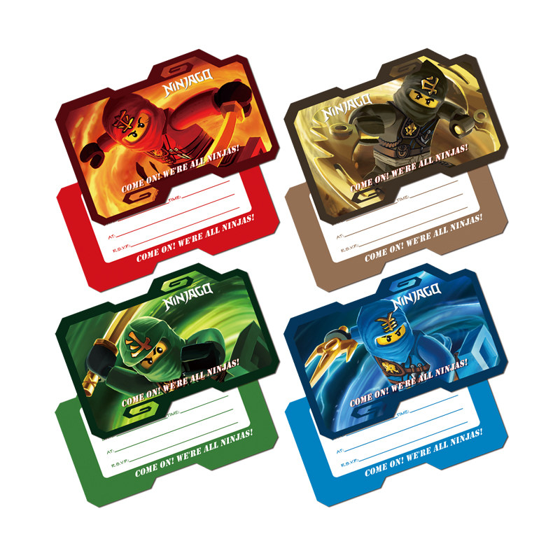 幻影忍者NINJAGO卡通动漫儿童生日聚会主题派对装饰邀请卡请柬