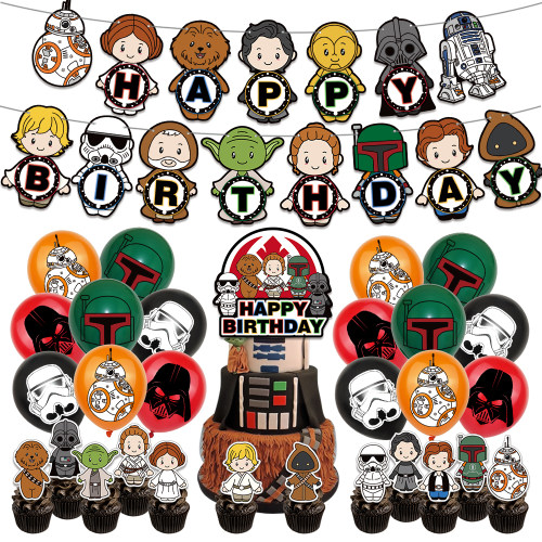 星球大战StarWars主题派对生日聚会装饰字母拉旗蛋糕插牌气球套装