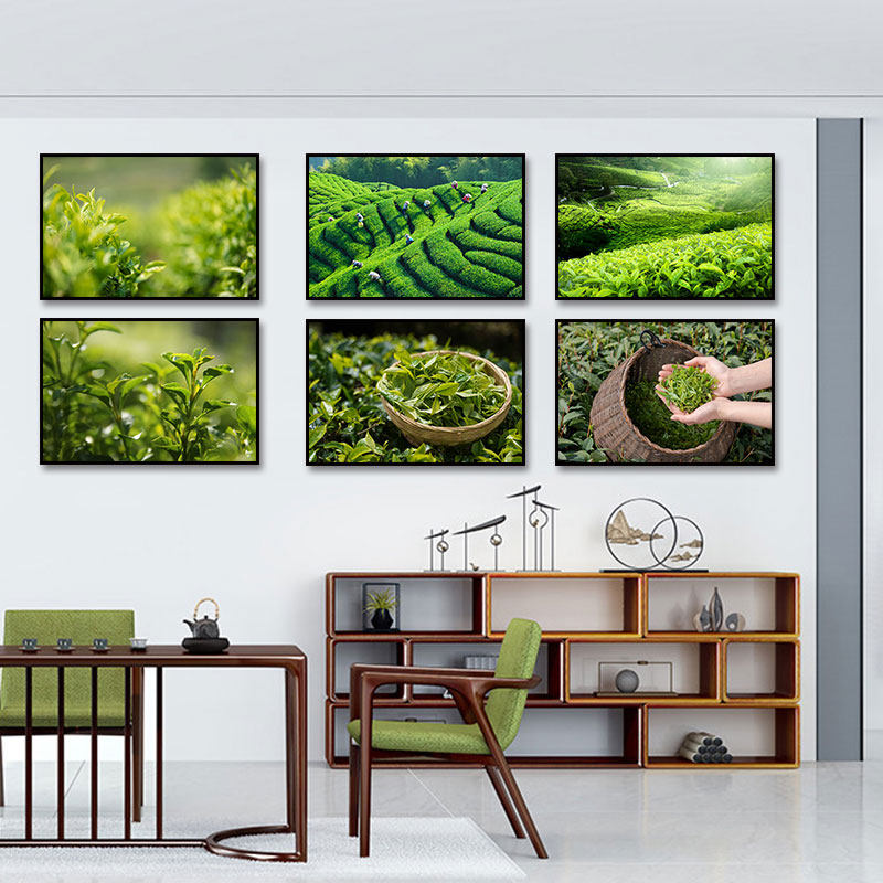 茶室装饰画茶叶店茶园茶楼挂画茶具店茶道茶庄文化自然风景壁画