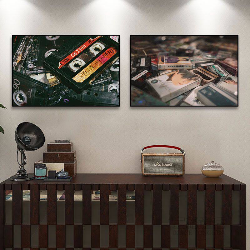 音乐挂画复古怀旧磁带海报装饰画主题酒店清吧工作室卧室床头壁画
