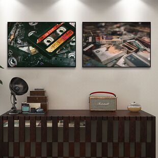 音乐挂画复古怀旧磁带海报装饰画主题酒店清吧工作室卧室床头壁画