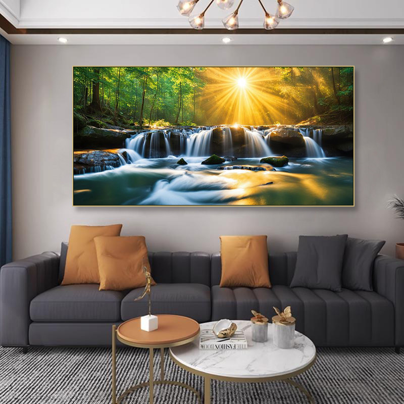 日出东方挂画客厅沙发背景墙旭日东升装饰画茶室阳光风景清新壁画,家居饰品,现代装饰画,淘宝优惠券,粉丝福利购,淘宝优惠卷