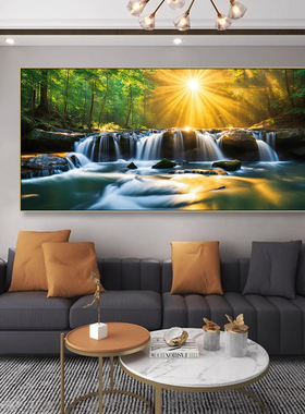 日出东方挂画客厅沙发背景墙旭日东升装饰画茶室阳光风景清新壁画