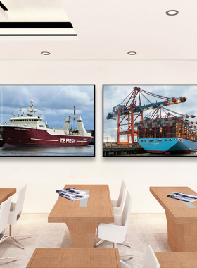 轮船物流港口集装箱装饰画海运物流公司挂画贸易公司办公室墙壁画