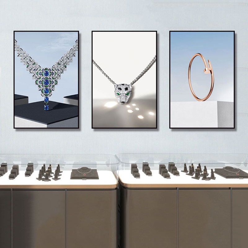 珠宝首饰装饰画名牌箱包专柜店奢侈品挂画名表戒指项链轻奢风壁画