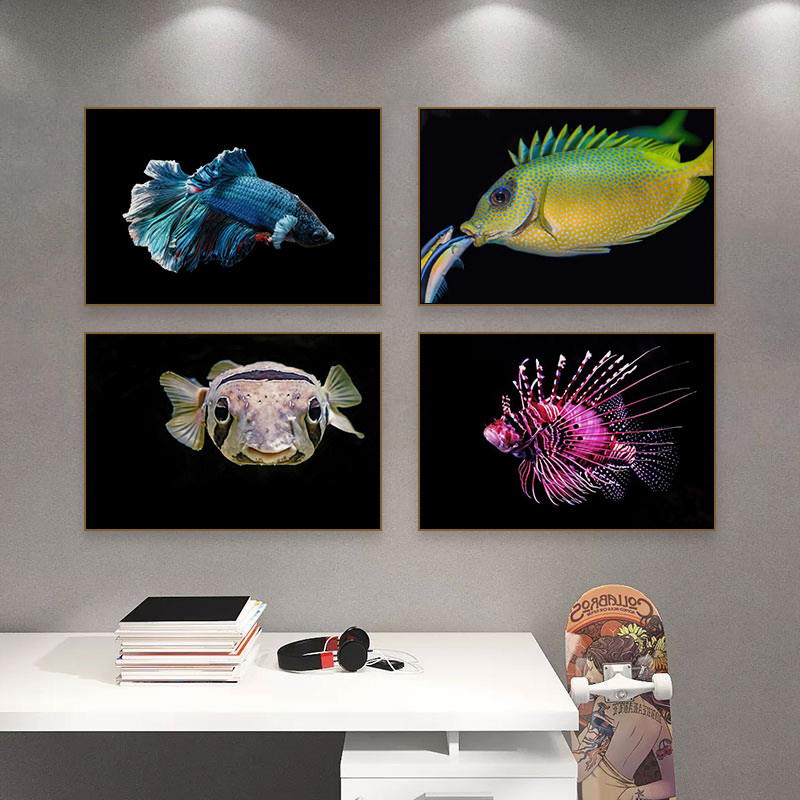 深海鱼类装饰画海鲜水产餐厅钓鱼水族馆挂画烧烤店餐厅渔具店壁画
