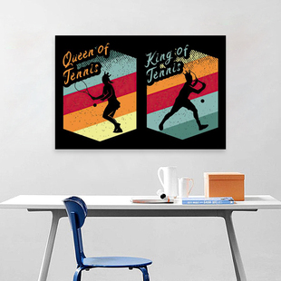 潮流运动网球馆装饰画室内羽毛球球学校布置挂画体育馆宣传墙壁画