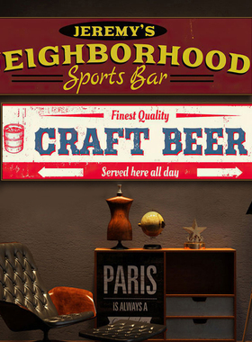 威士忌复古牌匾挂画工业风美式酒吧鸡尾酒英文装饰画清吧啤酒壁画