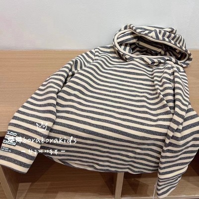 韩国童装男童条纹连帽卫衣2025秋季儿童打底衫女童中大童长袖T恤