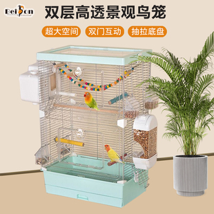 鸟笼鹦鹉笼大号横丝玄凤牡丹小太阳专用品防溅抽屉易清理豪华别墅