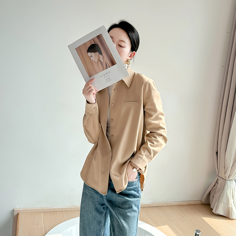 简约长袖叠穿衬衫外套