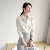 2025秋冬长袖 高级感白色衬衫 女气质通勤职业抗皱轻奢正装 正肩衬衣