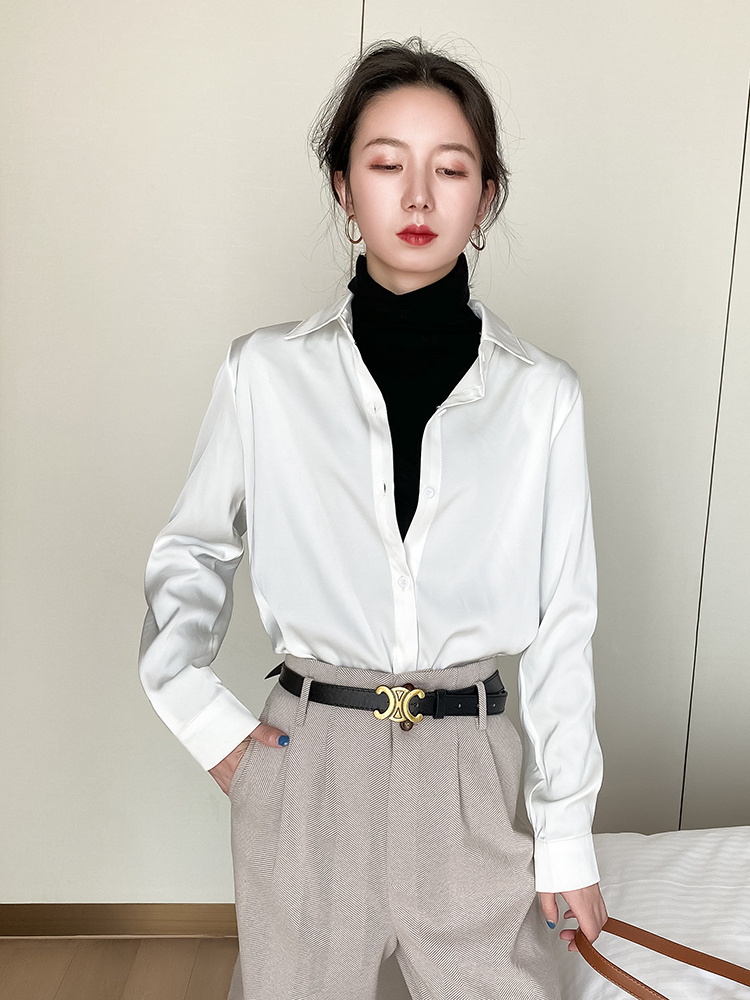 时尚洋气叠穿复古港味白色衬衫