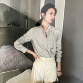 轻职场通勤正装 高端衬衫 女法式 立领抗皱衬衣职业气质轻奢商务上衣