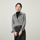 秋冬灰色衬衫 内搭叠穿磨毛衬衣 长袖 2025新款 女轻奢高级感职业工装