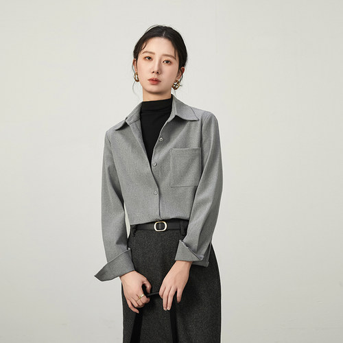 高级感职业气质磨毛衬衫