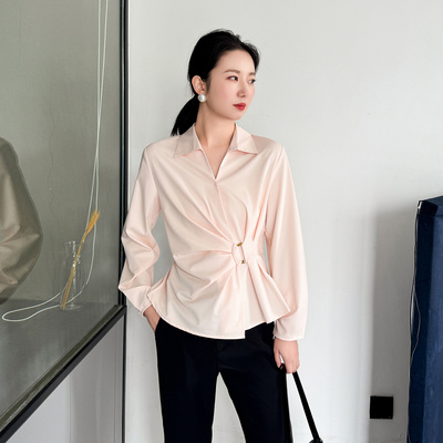 法式收腰衬衫女设计感修身显瘦